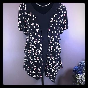 Christopher & Banks Asymmetrical Black Pattern Top